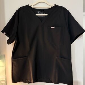 FIGS Tulsa Slim V-Neck Scrub Black Top, XXL